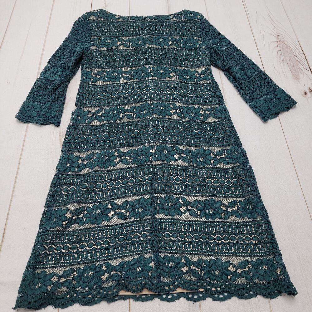 Eliza J forest green lace overlay sheath dress cocktail glam 6 - Picture 5 of 7